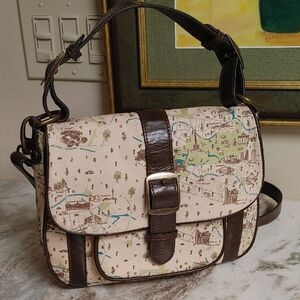 VTG Front Row Society Canvas Leather Handbag Designed By Rebekah Ginda